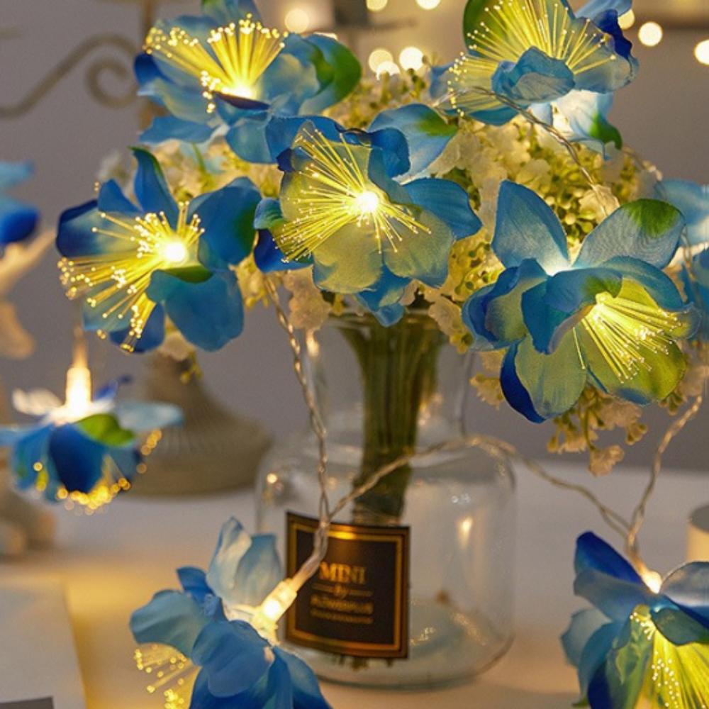 Fiber Optic LED Optic Fairy Light Simulation Lantern Strings Christmas Decoration Atmosphere Lights Artificial Flowers for 3V