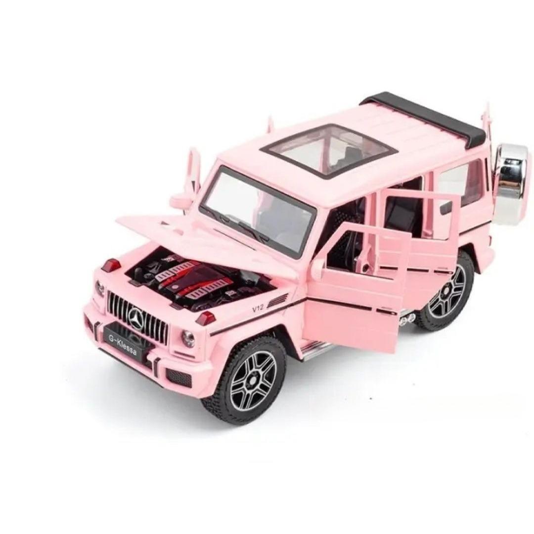 

1/24 Benz G63 SUV литая модель автомобиля из литого металла и игрушечная модель внедорожника для моделирования звука и света коллекционная игрушка в подарок розовый