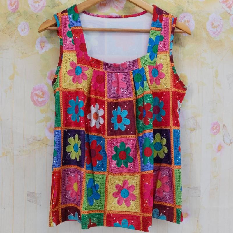 

Летний топ без рукавов с халтером, контрастных цветов и с многоцветным принтом, свободный, повседневный и модный XXL оранжевый