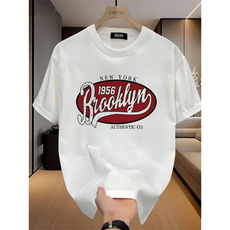 European Size Fashion Brand Printed Short-sleeved T-shirt for Men in Summer Heavy Pure Cotton Korean-style Japanese-style Printed Versatile Tops S
