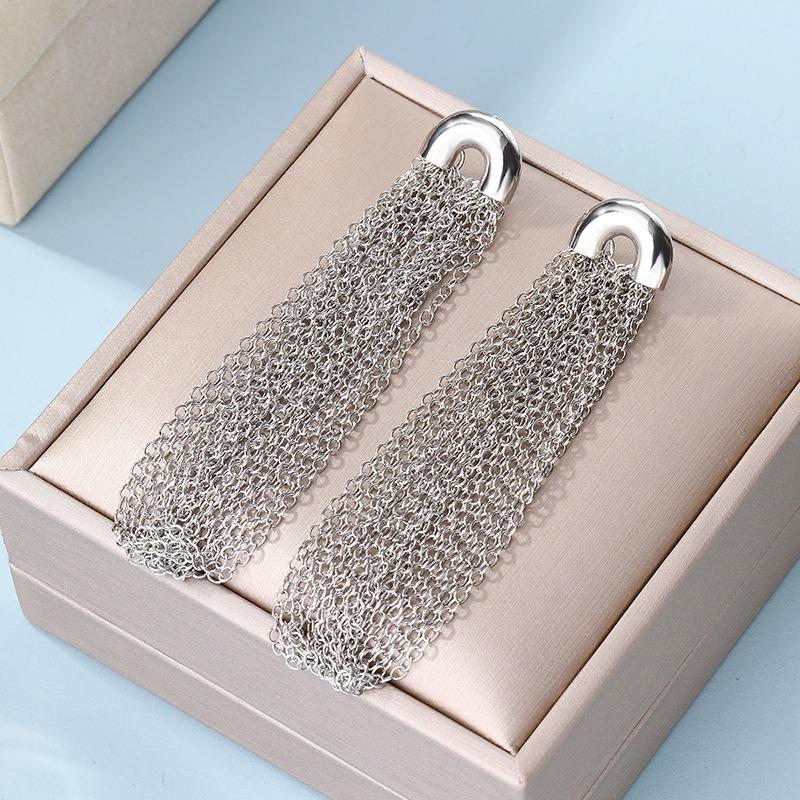 Accessories Exaggerated Alloy Geometric Earrings Fashion Tassel Chain Earrings Earrings Women