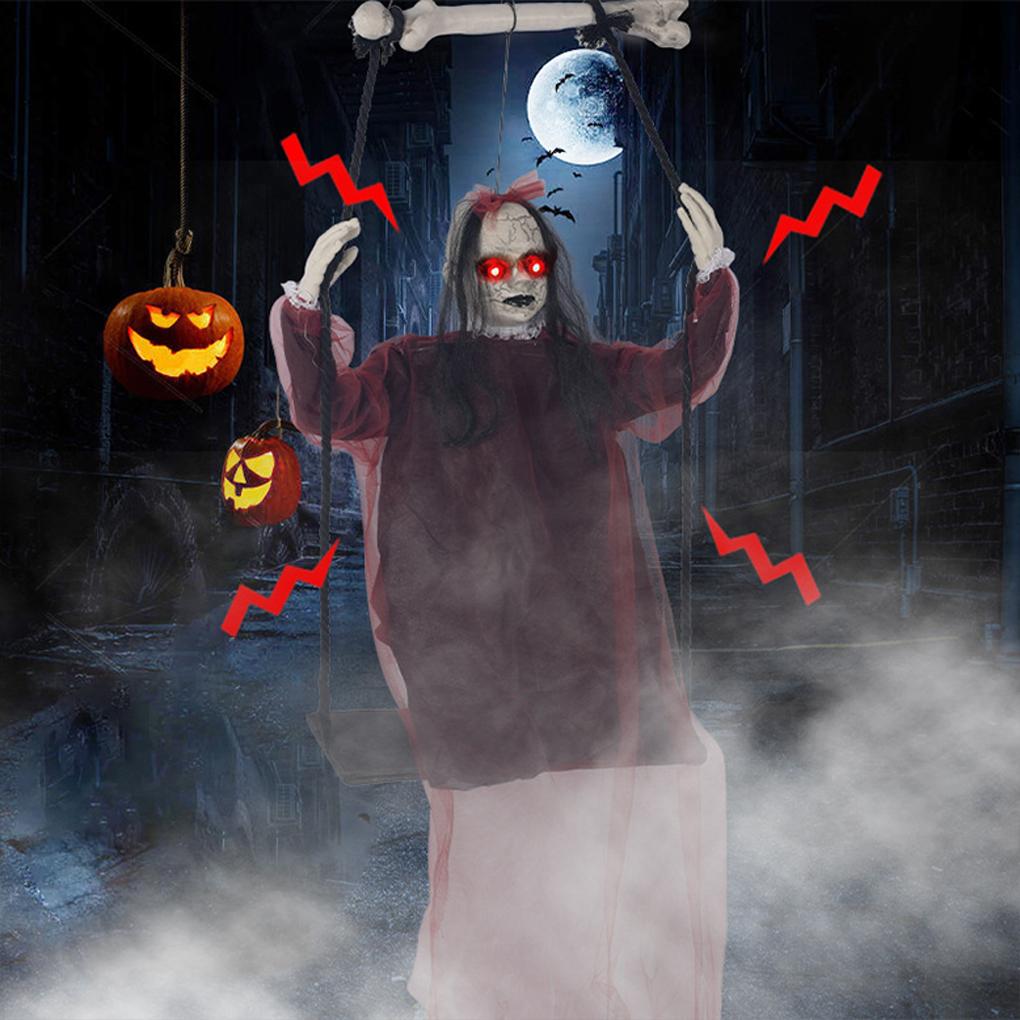 Halloween Swing Ghost Decoration Dynamic Suspension Design With Spooky Sound Effects Create Thrillers Atmosphere Ghost Decor