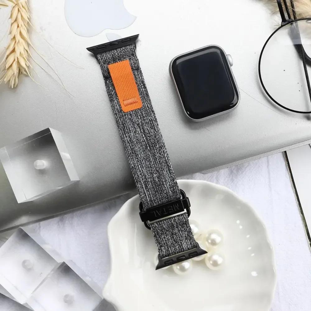 Canvas Sport Strap For Apple Watch Ultra 49mm Loop Nylon Band For iWatch Series 8 7 6 SE 45mm 44mm 42mm 41mm 40mm 38mm Bracelet