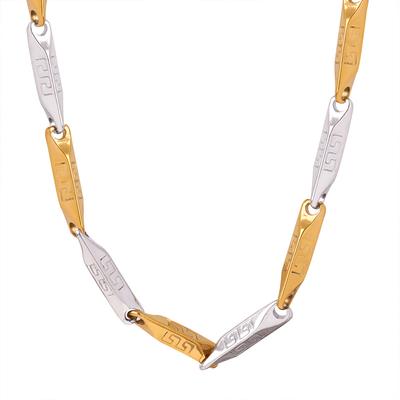Light Luxury Gold And Steel Color Matching Bamboo Joint Geometric Texture Necklace Titanium Steel Personality Temperament Clavicle Chain