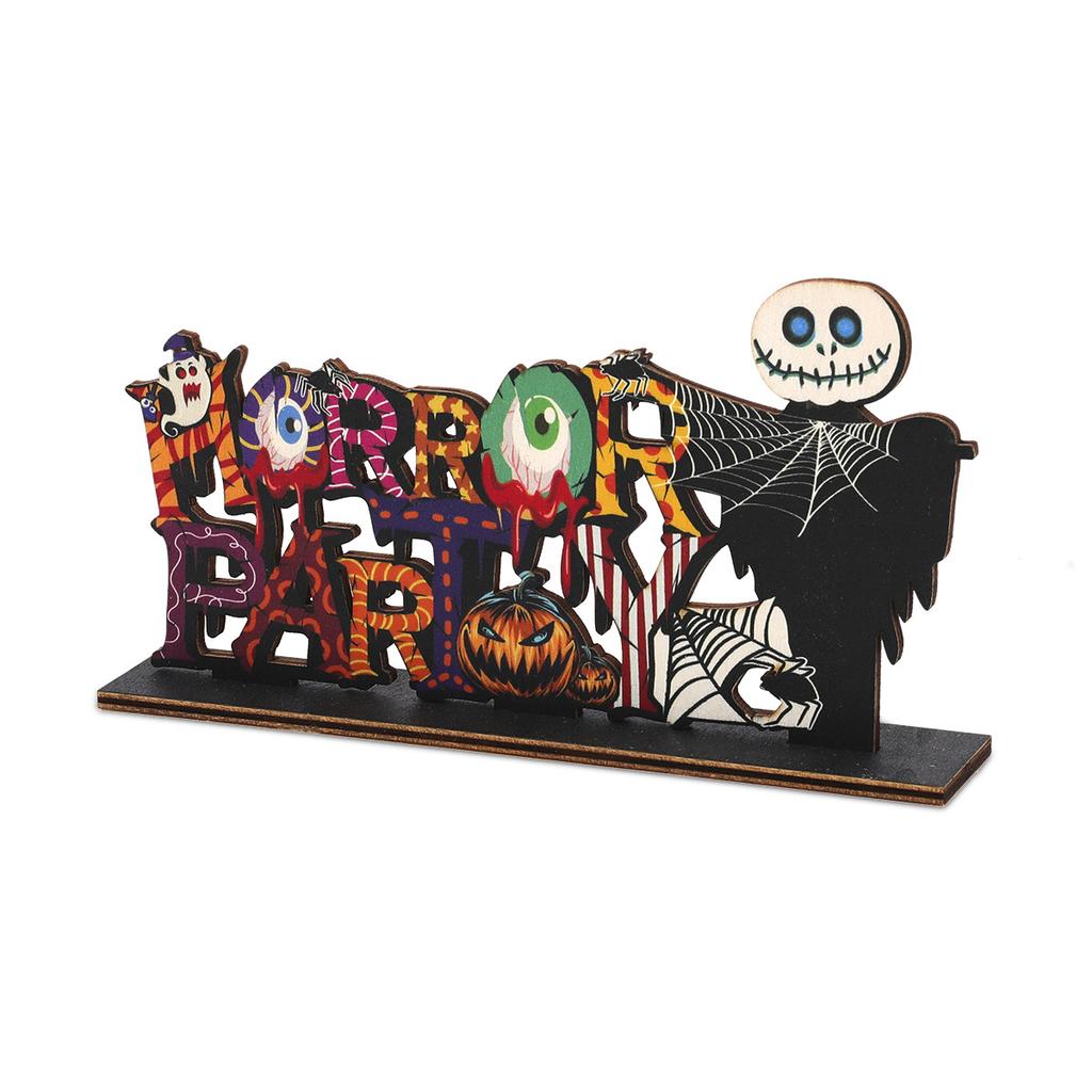 Halloween Decoration Wooden Ornaments Bar Front Desk Horror Atmosphere Table Ornaments