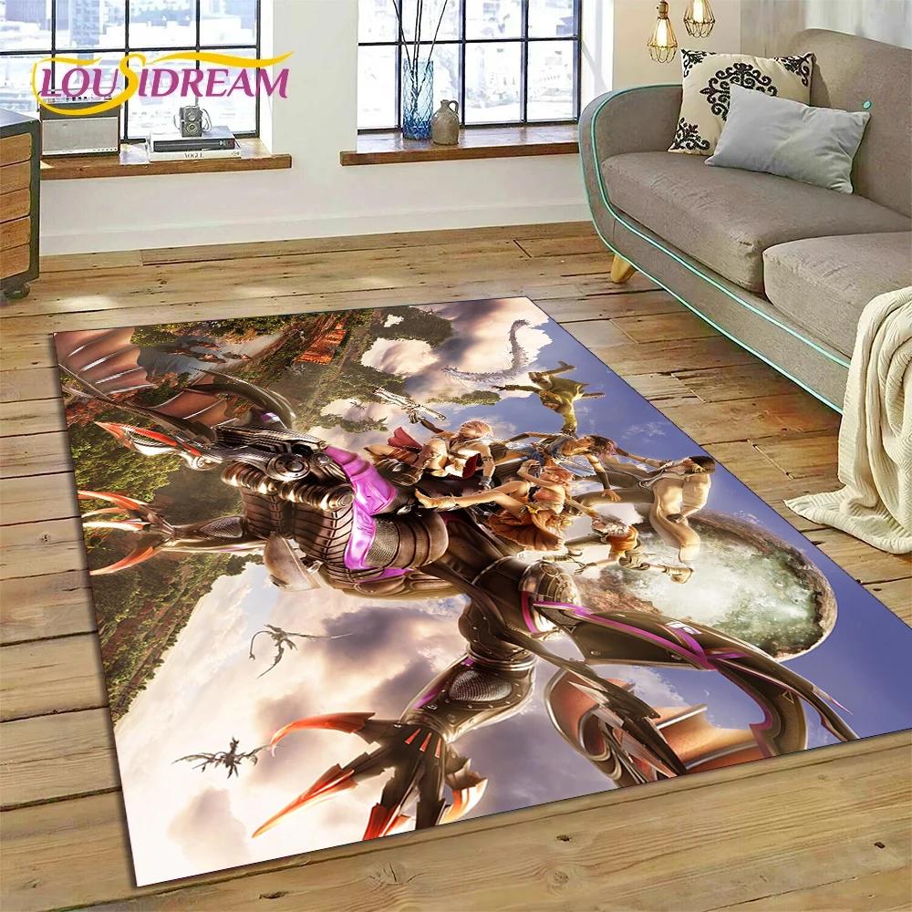 Final Fantasy Serie Spiele Cartoon Teppich für Wohnzimmer Schlafzimmer Heimdekoration, Bodentuch Rutschfest Dekoration für Sofa Fußmatte