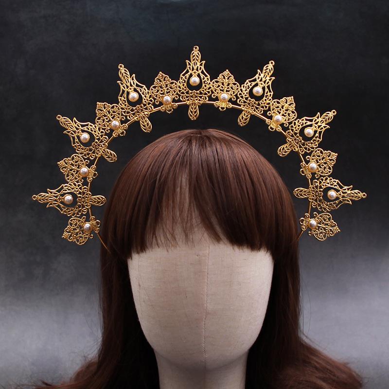 

Барокко Мадонна Муза Гало Корона Головная повязка Повязка на голову Преувеличенный стиль Бальное шоу Наряд Винтажные аксессуары для волос