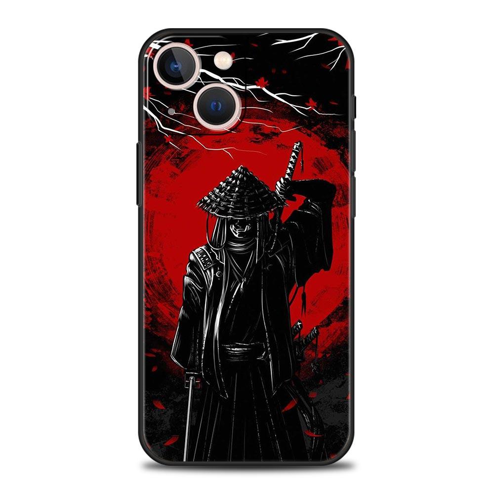 

Роскошный чехол для телефона с рисунком японского самурая для iPhone 13 15 14 12 11 Pro MAX XR X SE XS 7 8 Plus, мягкий силиконовый черный чехол iPhone 13 Pro