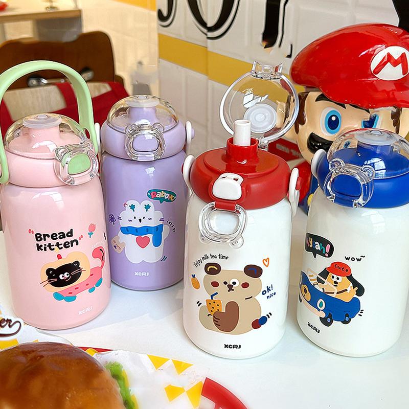 380ml Cartoon Vacuum Cup High-Capacity Straw Cup 316 Stainless Steel Insulated Water Bottle Insulation Or Cooling Thermal Mug