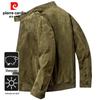 Pierre Cardin Men's Sheepskin Stand Collar Leather Jacket
