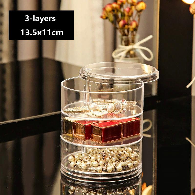 5-Layers Rotatable Jewelry Storage Organizer Box for Earrings Hair Accessories & Beauty Supplies Earrings Necklaces Bracelets