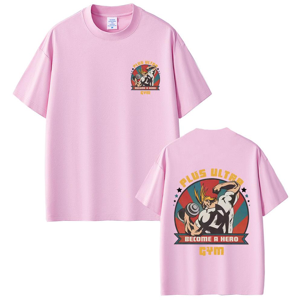 Anime My Hero Academia All Might Plus Ultra Gym Graphic Tshirts Unisex Women Fitness Casual Cotton Y2K Tee Male Vintage Streetwear