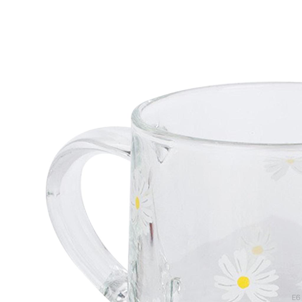 Cartoon Glass Cup Drinking Mug Tea Camping with Handle Juice Teacup Water