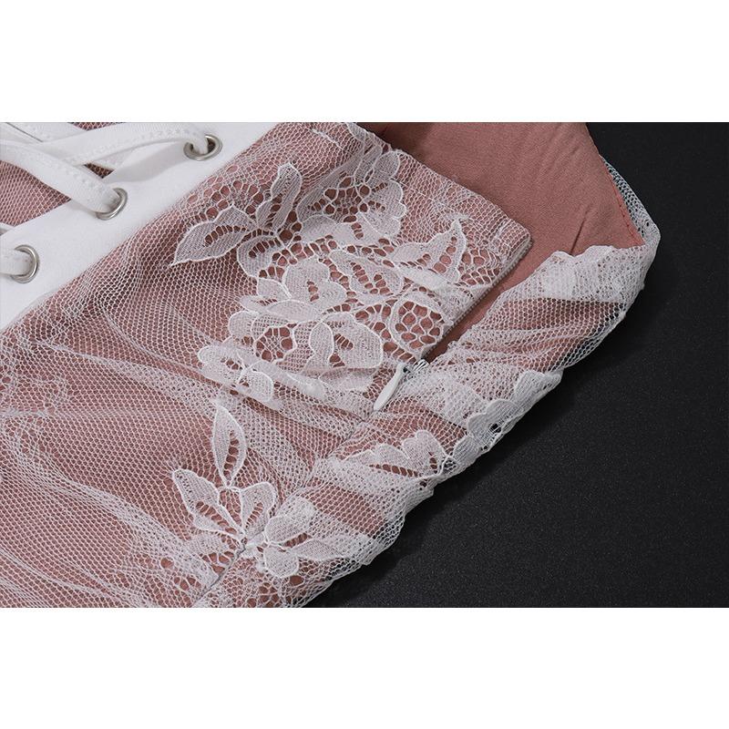 GMXIA Women's Autumn Sexy Temperament Vest Long Sleeve Suspenders Lace Lace Dress