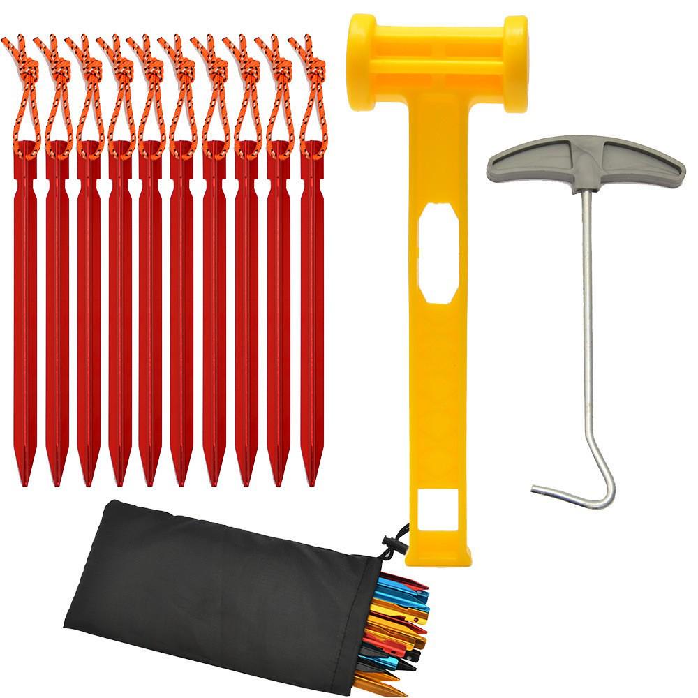 Ultra-light Aluminum Camping Tarp Set: Tent Stakes, Windproof Rope & Buckles, 18cm Triangular Ground Stakes