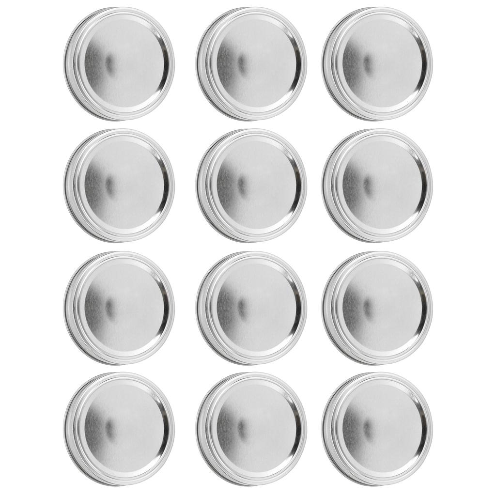 12Pcs Stainless Steel Split Type Glass Jar Lids Round Leakproof Sealing Covers Kitchen