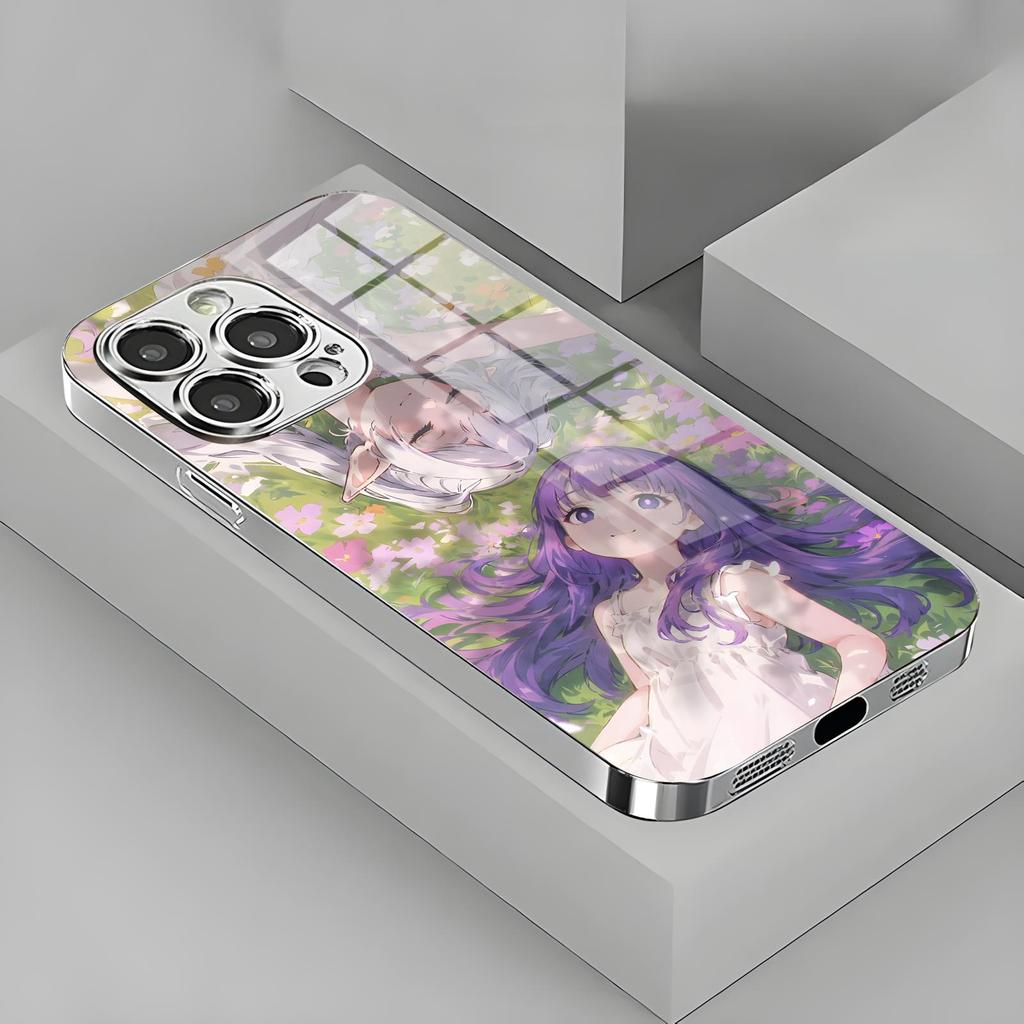 Custodia per telefono anime Frieren Oltre la fine del viaggio Per iPhone17 16 16e 15 14 13 12Plus Mini Pro Max Custodia per telefono in vetro galvanizzato