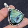 Natural Labradorite Gemstone 925 Sterling Silver Jewelry Pendant 1.97" W1k25
