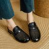 Fashion NEW Summer Women Mules Genuine Leather Shoes for Women Round Toe Low Heel Shoes Cover Toe Slingback Sandals Fabric Weave Shoes