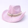New Cow Head Belt Western Cowboy Hat Men's and Women's New European and American Stage Performance Glossy Jazz Top Hat