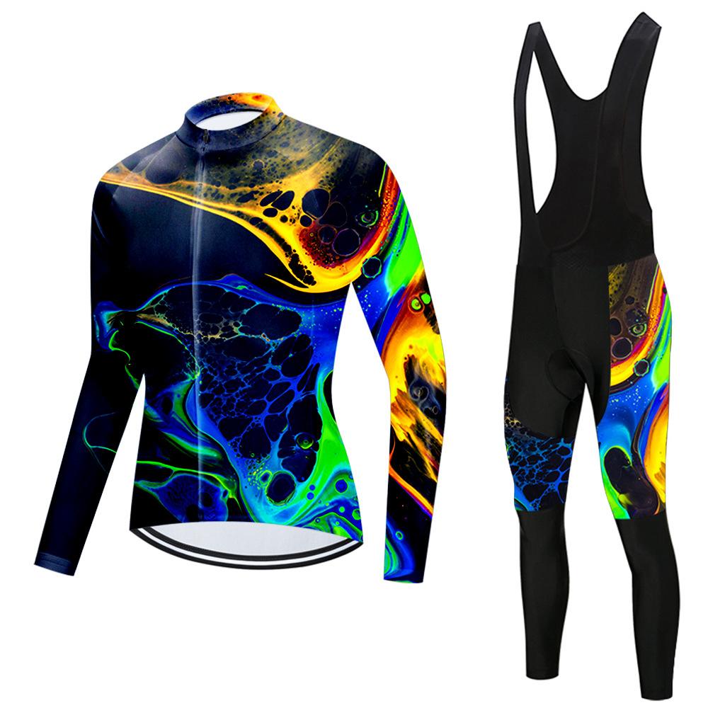 Set Long Sleeve Top Strap Pants Cycling Suit 2026 Autumn Breathable Cycling Suit Set