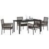 VidaXL Ensemble de salle à manger jardin 5 pièces avec coussins poly rattan marron 3379873