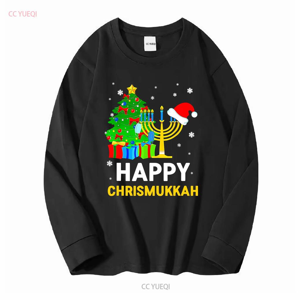 Happy Chrismukkah Funny Hanukkah And Christmas 2022 Pajama T Shirt Vintage Washed Comfortable Slightly Soft Fashion Homme