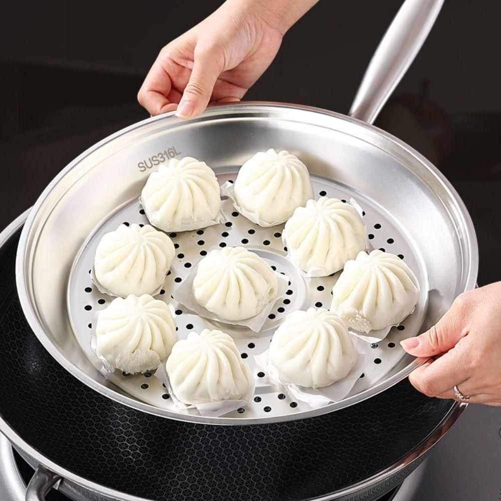 

Stainless Steel Wok Steamer Rust-proof Steaming Basket Kitchen Accessory Pot Steaming Tray Home 30CM