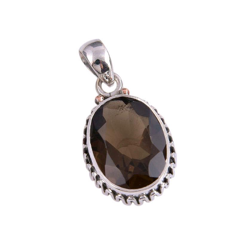 Natural Smoky Quartz Gemstone Handmade 925 Solid Silver Gift Pendant 1.25" w5I01