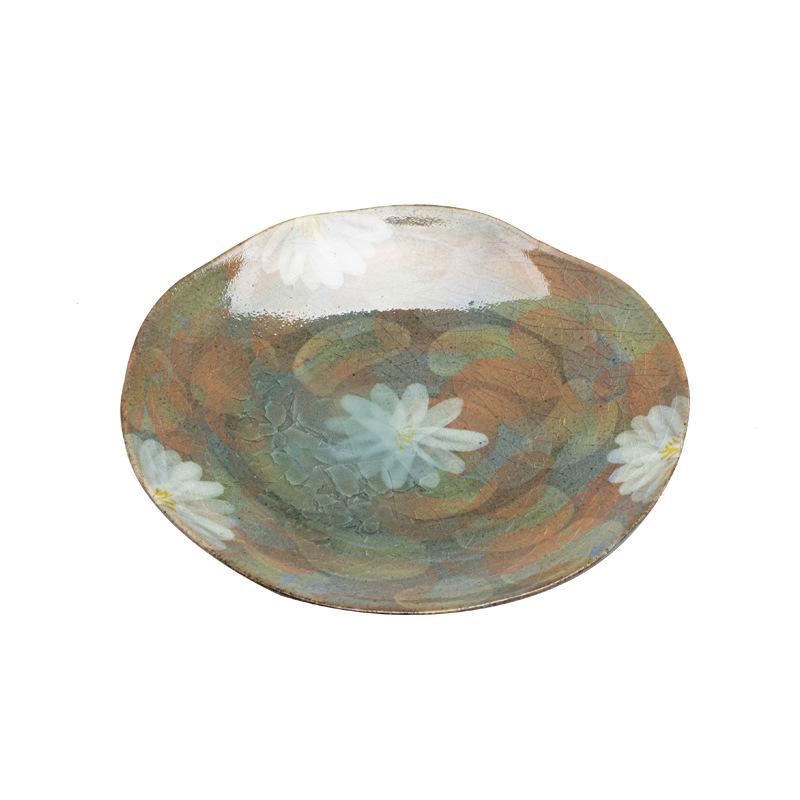 Hand Painted Ceramic Tea Tray Vintage Small Teapot Stand Dry Tea Plate Home Decor Tea Accessories Gift