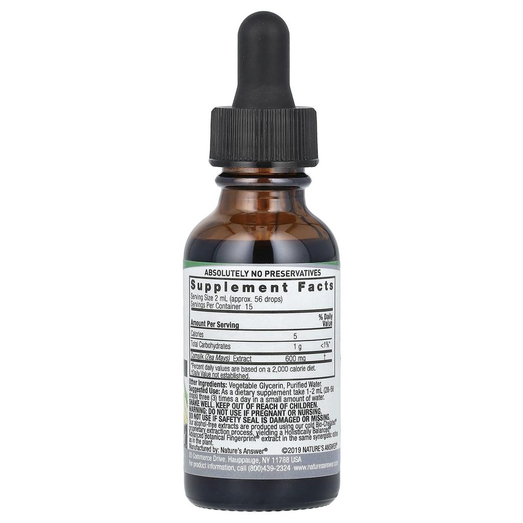 Nature's Answer Corn Silk Extract, Alcohol Free, 2,000Mg, 30Ml(1Fl Oz)