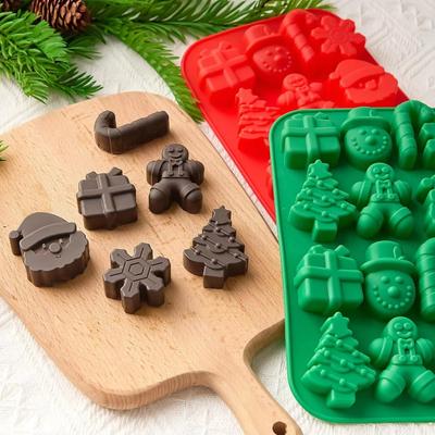 Silicone Christmas Chocolate Molds Snowflake Xmas Tree Gingerbread Man Candy Cookie Moulds DIY Baking Tool  Year Cake Decor