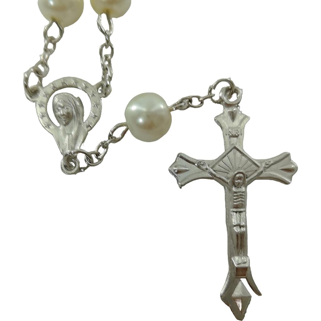 Fashion Handmade Necklace Ladies Imitation Vintage Style Zircon Rosary Beads With Cross Pendant Zircon