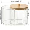 1pc Large Capacity Dustproof Cosmetic Organiser Cotton Swab Organiser,Bamboo Lid,Portable Cotton Swab and Powder Puff Holder
