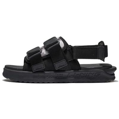 Li Ning Trendige Lässige Strandsandalen Herrenschuhe Schwarz Grau AGUS009-3