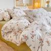 Washed Cotton 4Pcs Dormitory Small Fresh Naked Sleeping 3Pcs Double-Layer Yarn Bed Sheet Quilt Cover