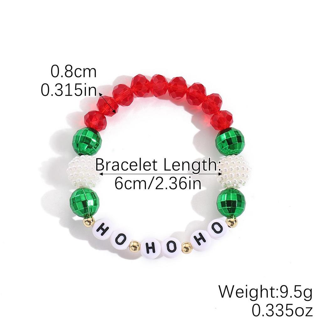 European and American Snowflake Crystal Beaded Christmas Bracelet Set for Women