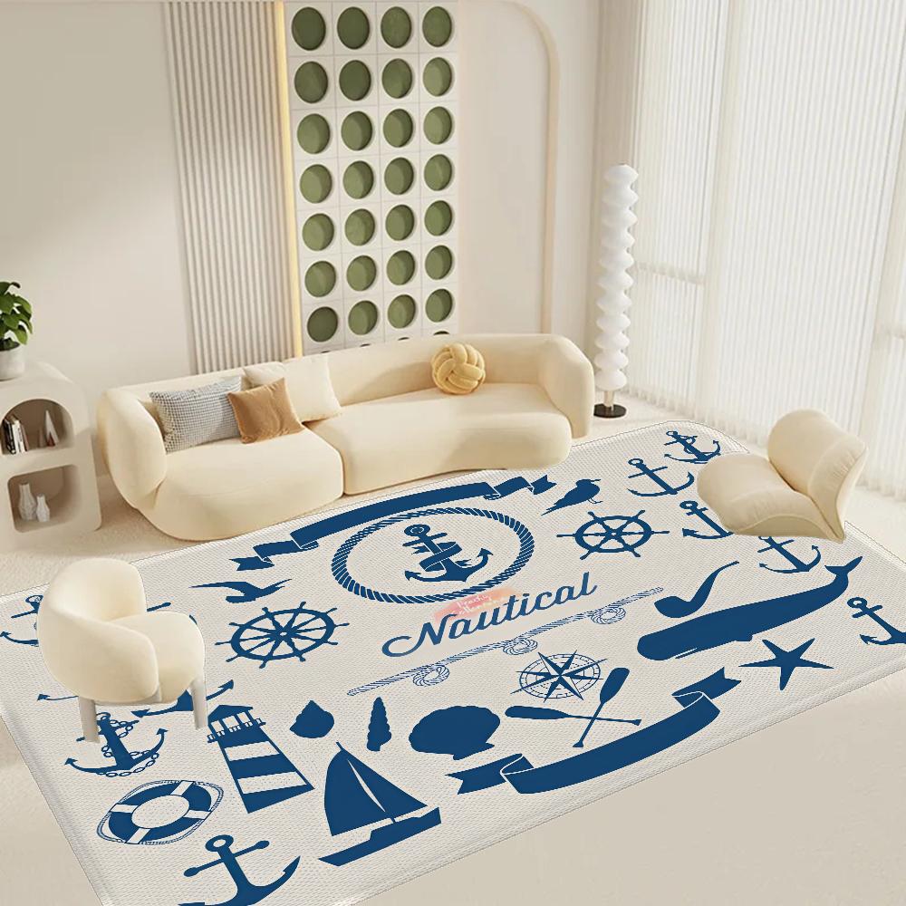 Alfombrilla de suelo con ancla náutica estilo INS suave para suelo de dormitorio casa lavadero alfombrilla antideslizante alfombras para zona de cabecera