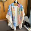 Spring and summer new women's thin linen 130 square scarves, colored scarves, high-end shawls outside for travel photos