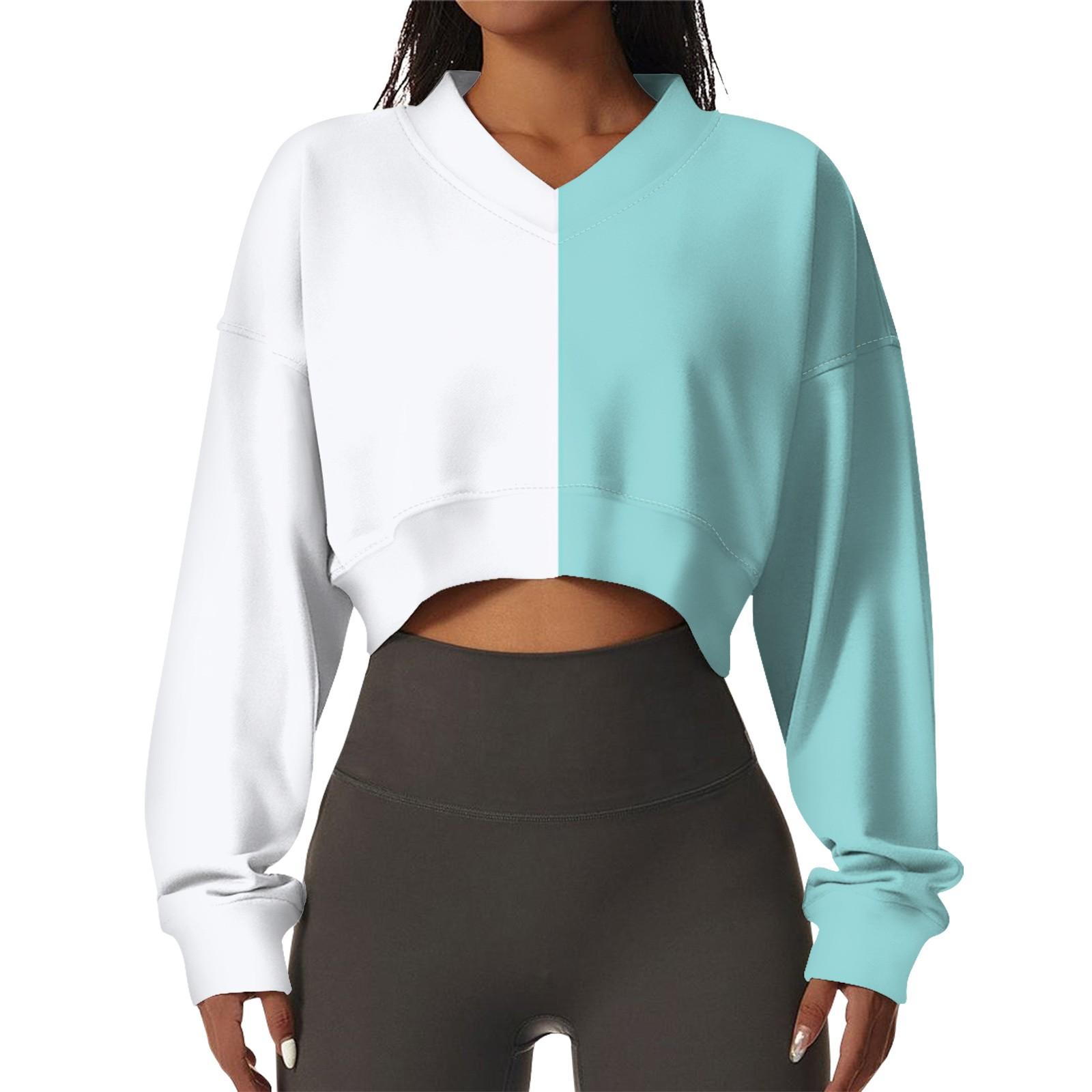 

Женская повседневная модная сексуальная удобная спортивная толстовка с V-образным вырезом и длинным рукавом в полоску с графическим принтом XL