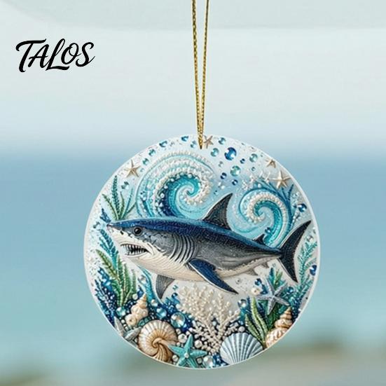 Marine Life Hanging Ornaments Ocean Theme Pearl Art Ornament, 2D Flat Acrylic Coastal Unique Gifts for Lovers Sea Suncatcher, Beaded Pattern