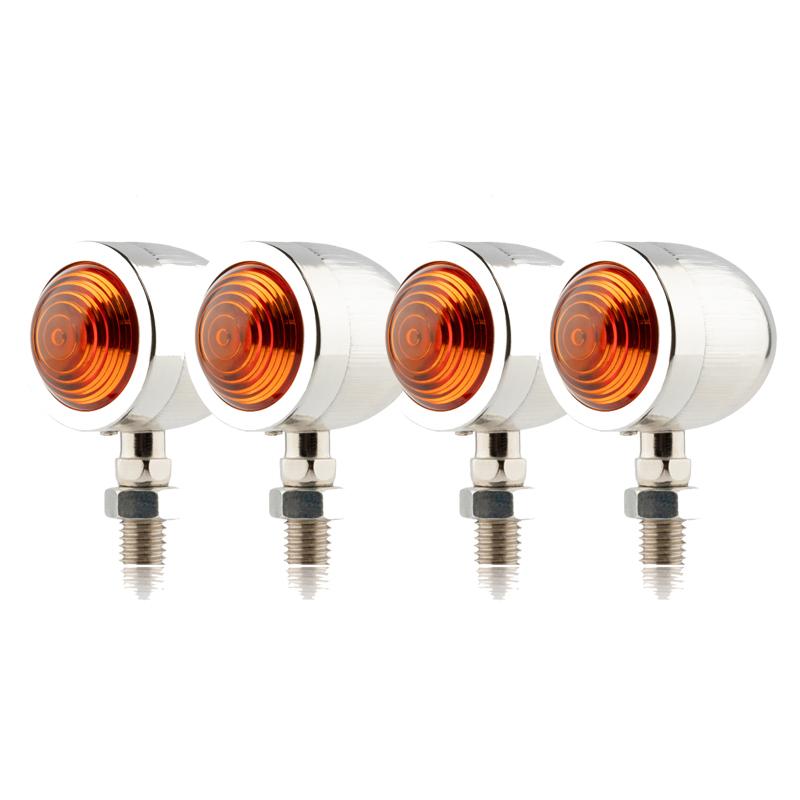 Chrome Bullet Motorcycle Turn Signal Indicator Light Retro Motorbike Blinker Lamp For Honda Yamaha Cafe Racer Bobber Signal Lamp