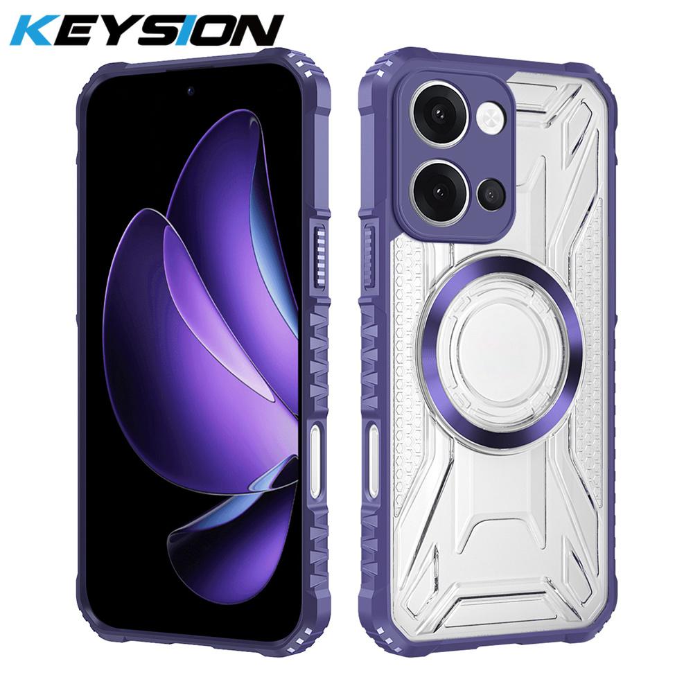 KEYSION Transparent Magnetic Case for VIVO Y05 Soft Silicone+PC Heavy Duty Shockproof Phone Cover for VIVO Y11 Y11d Y21 5G 2026