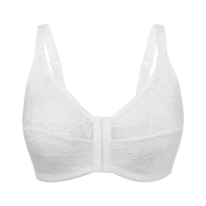 

Underwear women s front buttons are large, breasts are small, and the sub-breast cover is anti-light. Large size fat mm thin summer adjustment bra 0XL белый