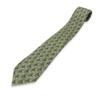 Used Tie Ship Motif Silk Dark Marks Green Business