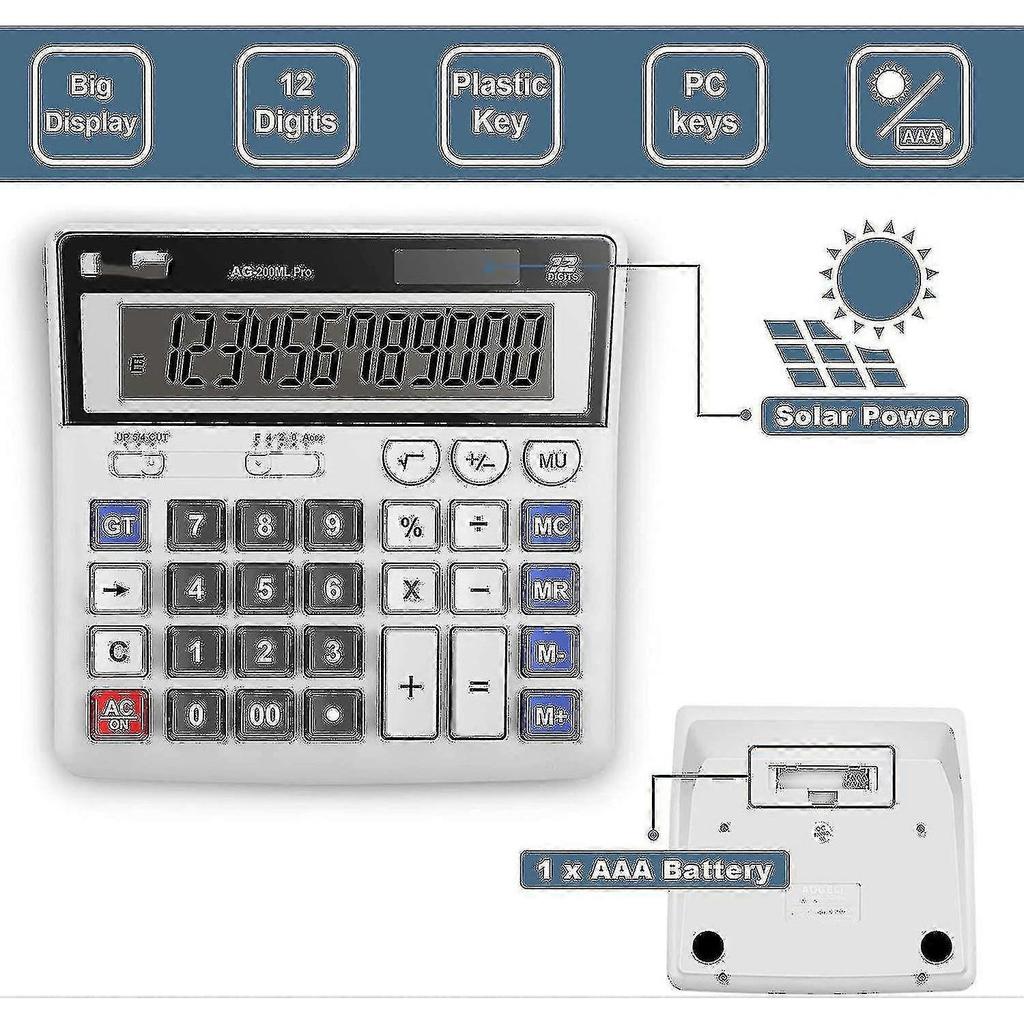 Calculator,standard Function Desktop Calculators,basic Financial Calculator Solar Powered Accounting Calculator 12 Digit Lcd Display Calculators,offic