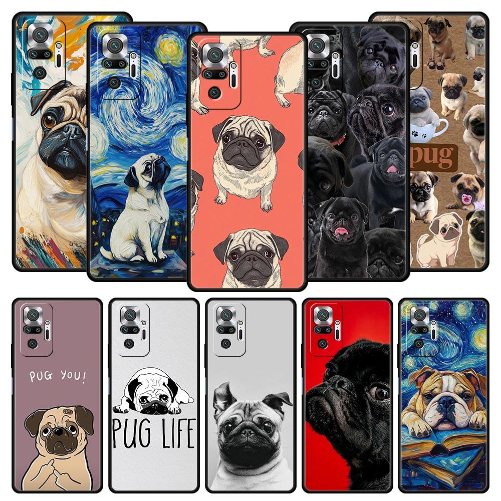 Animal Black Pug Close Up Phone Case For Xiaomi Redmi Note 14 13 5G 10 11 12 Pro Plus 4G 14C 13C 12C 10C Black Cover