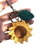 Lightweight Crochet Flower Keyring Cotton Car Keychain Charm Knitted Sunflower Keychain  for Lady