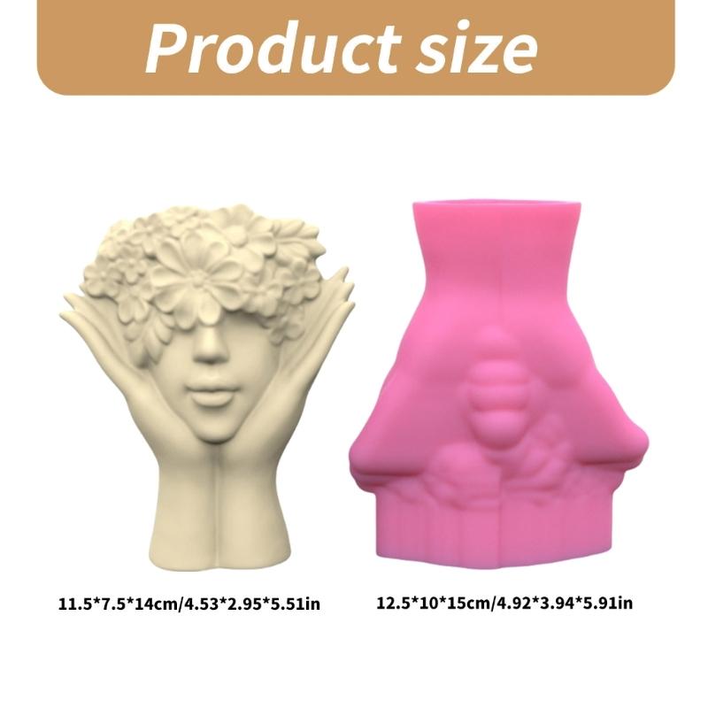 Silicone Ornament Moulds Silicone Vase Molds Flower Human Shape Flexible Crafting Moulds Silicone Texture Craft Moulds