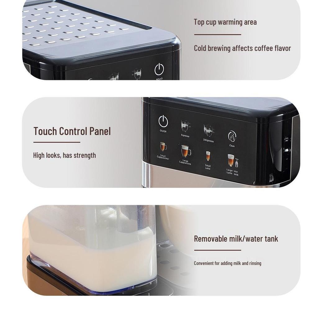 Compact Italian Espresso Machine with Milk Frother for Latte Art, Cappuccino, Americano, and Mocha